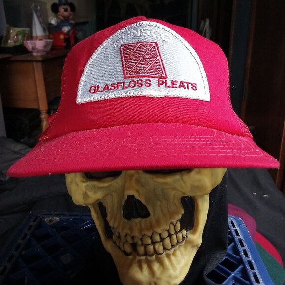 Deadstock Vintage Gensco Glasfloss Pleats Patch Snap Trucker Hat Cap - Picture 1 of 8